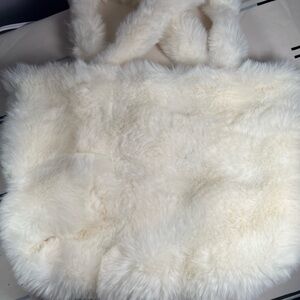 Fluffy White Faux Fur Tote Bag